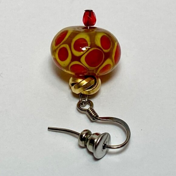 Murano Venetian Earrings Clear Glass Bead Multi Color Polka Dot Dangle Hook VTG - Picture 8 of 15